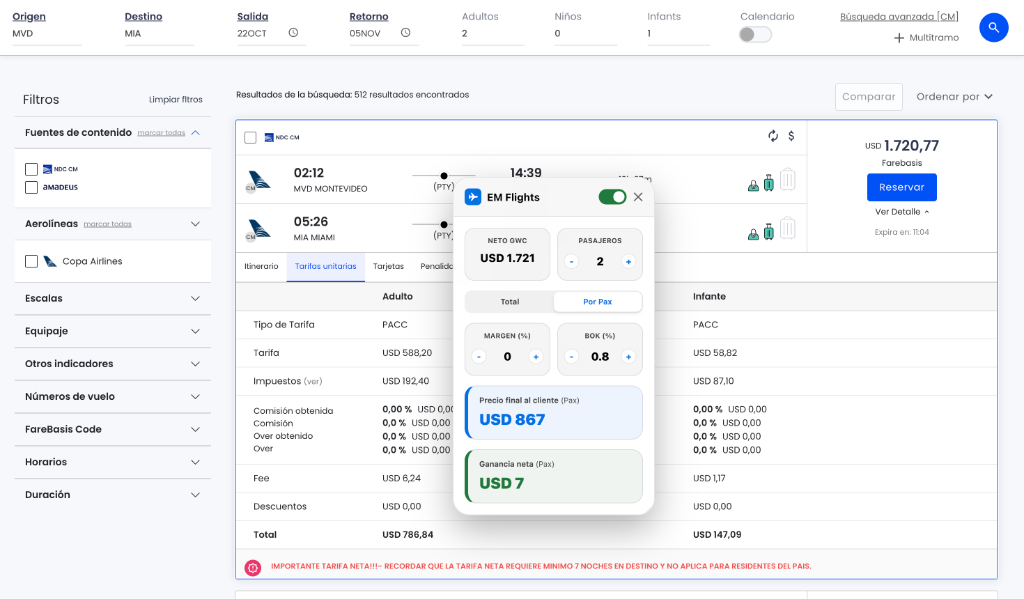 EM Flights en acción sobre GWC Netviax